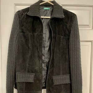 United Colors of Benetton Black Leather /Knit Jacket Size M/8 --Marked s…